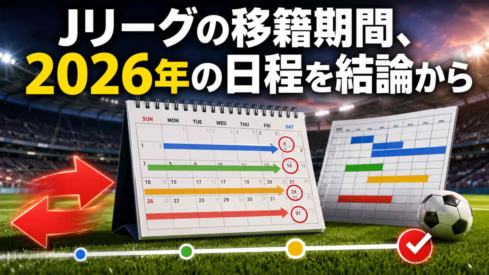 Jリーグの移籍期間、2026年の日程を結論から