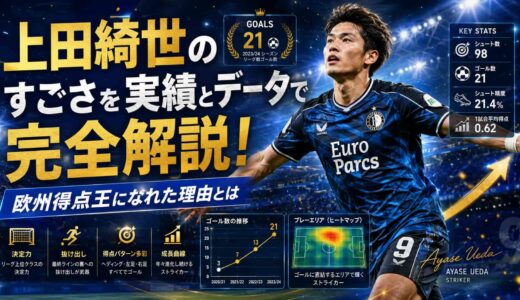 上田綺世のすごさを実績とデータで完全解説！欧州得点王になれた理由とは