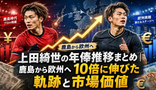 上田綺世の年俸推移まとめ！鹿島から欧州へ10倍に伸びた軌跡と市場価値