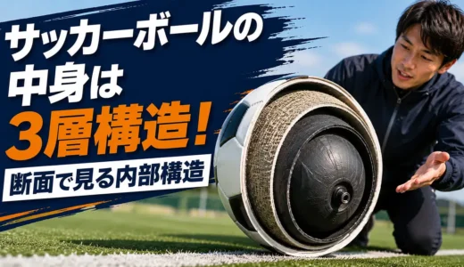 サッカーボールの中身は3層構造！断面で見る内部構造