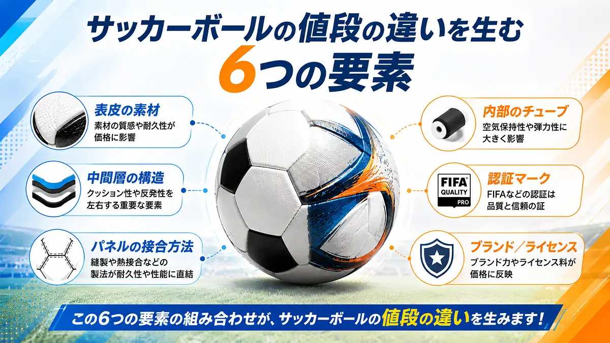 サッカーボールの値段の違いを生む6つの要素