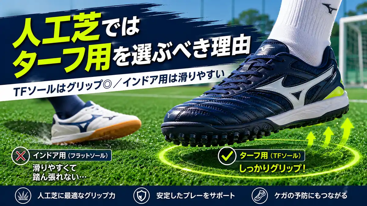 フットサルシューズは人工芝用(ターフ用)を選ぶべき理由