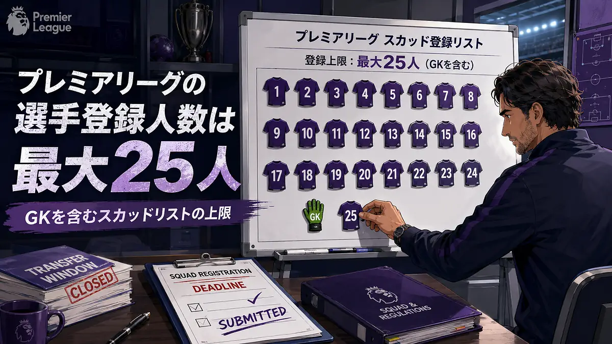プレミアリーグのスカッド登録上限25人とゴールキーパーを含む登録リストの仕組み