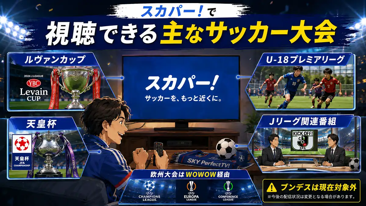 ルヴァンカップ・天皇杯・U-18プレミアリーグなどスカパーで視聴できるサッカー大会