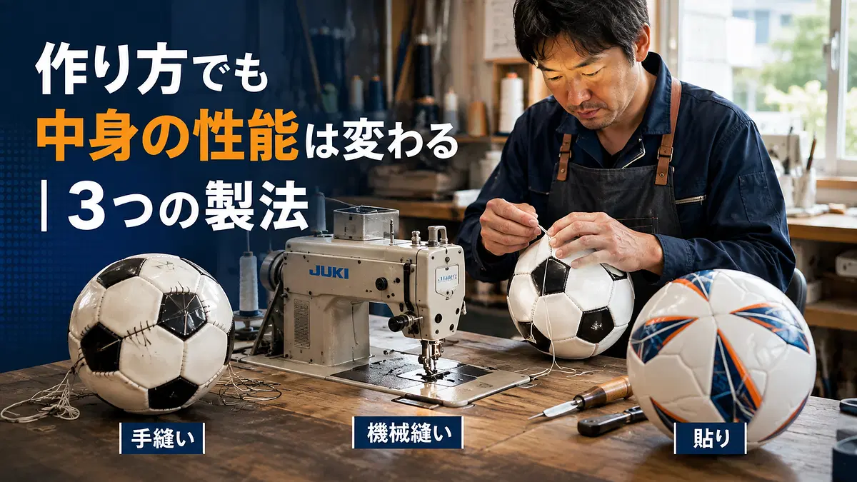 サッカーボールの手縫い・機械縫い・貼りの3つの製法
