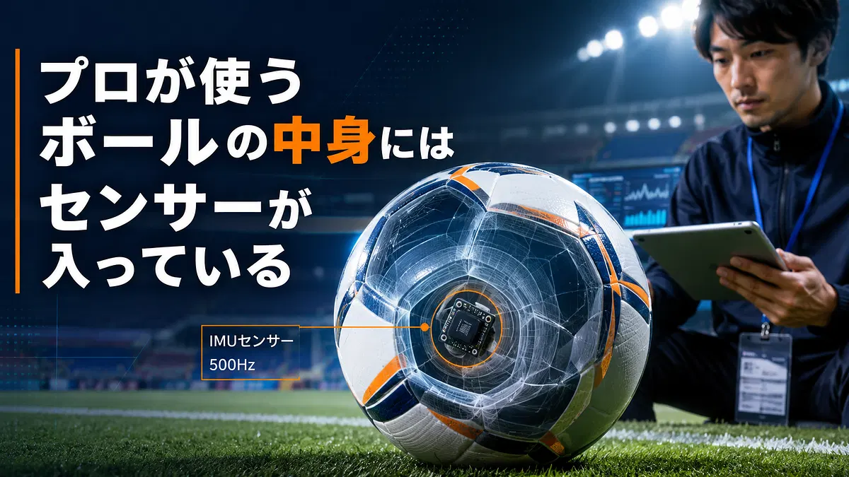 プロ用サッカーボール内部のIMUセンサー