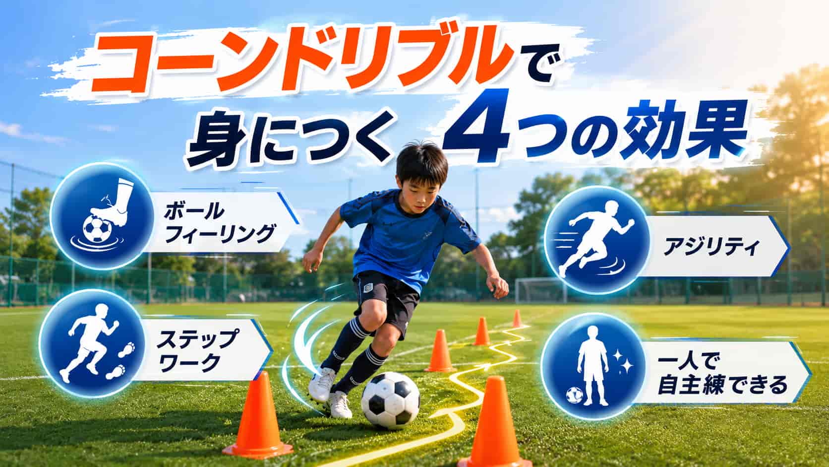 コーンドリブルで身につく4つの効果