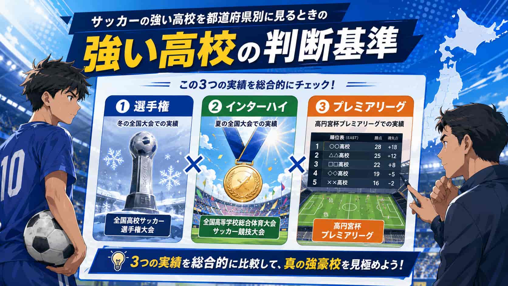 サッカーの強い高校を都道府県別に見るときの判断基準