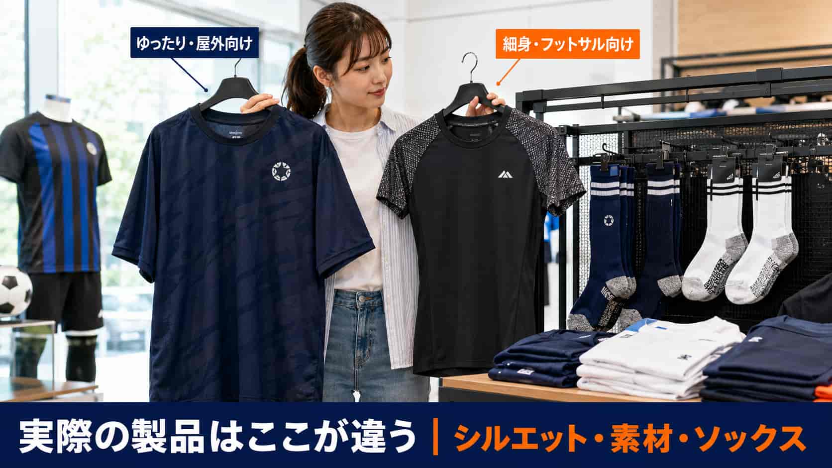 実際の製品はここが違う｜シルエット・素材・ソックス