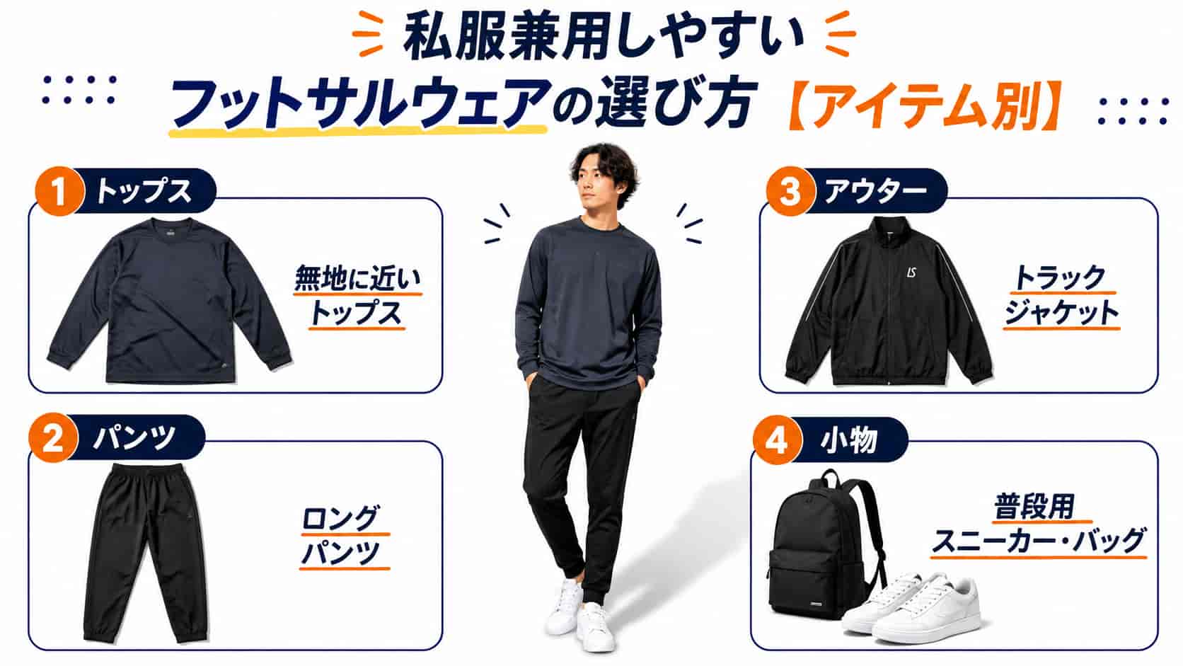 私服兼用しやすいフットサルウェアの選び方【アイテム別】