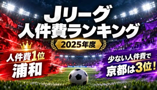 Jリーグの人件費ランキング2025年度！1位は浦和、京都は少ない額で3位