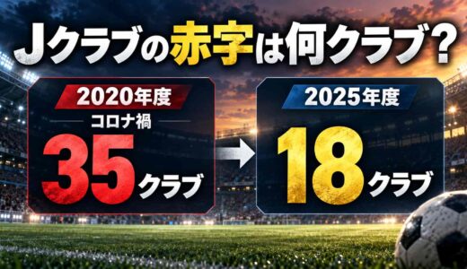 Jクラブの赤字は何クラブ？コロナの2020年度は35、2025年度は18
