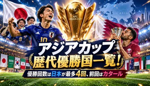アジアカップ歴代優勝国一覧！優勝回数は日本が最多4回、前回はカタール