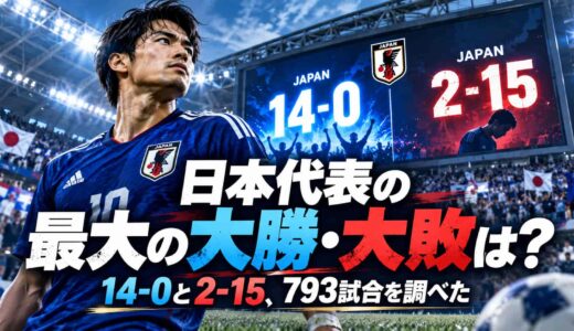 日本代表の最大の大勝・大敗は？14-0と2-15、791試合を調べた