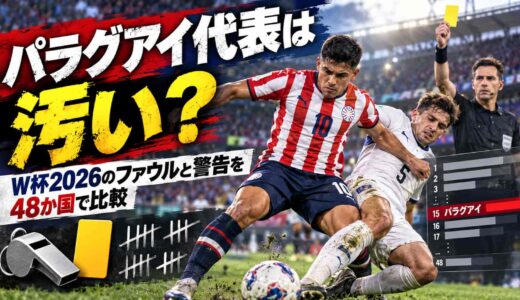 パラグアイ代表は汚い？W杯2026のファウルと警告を48か国で比較